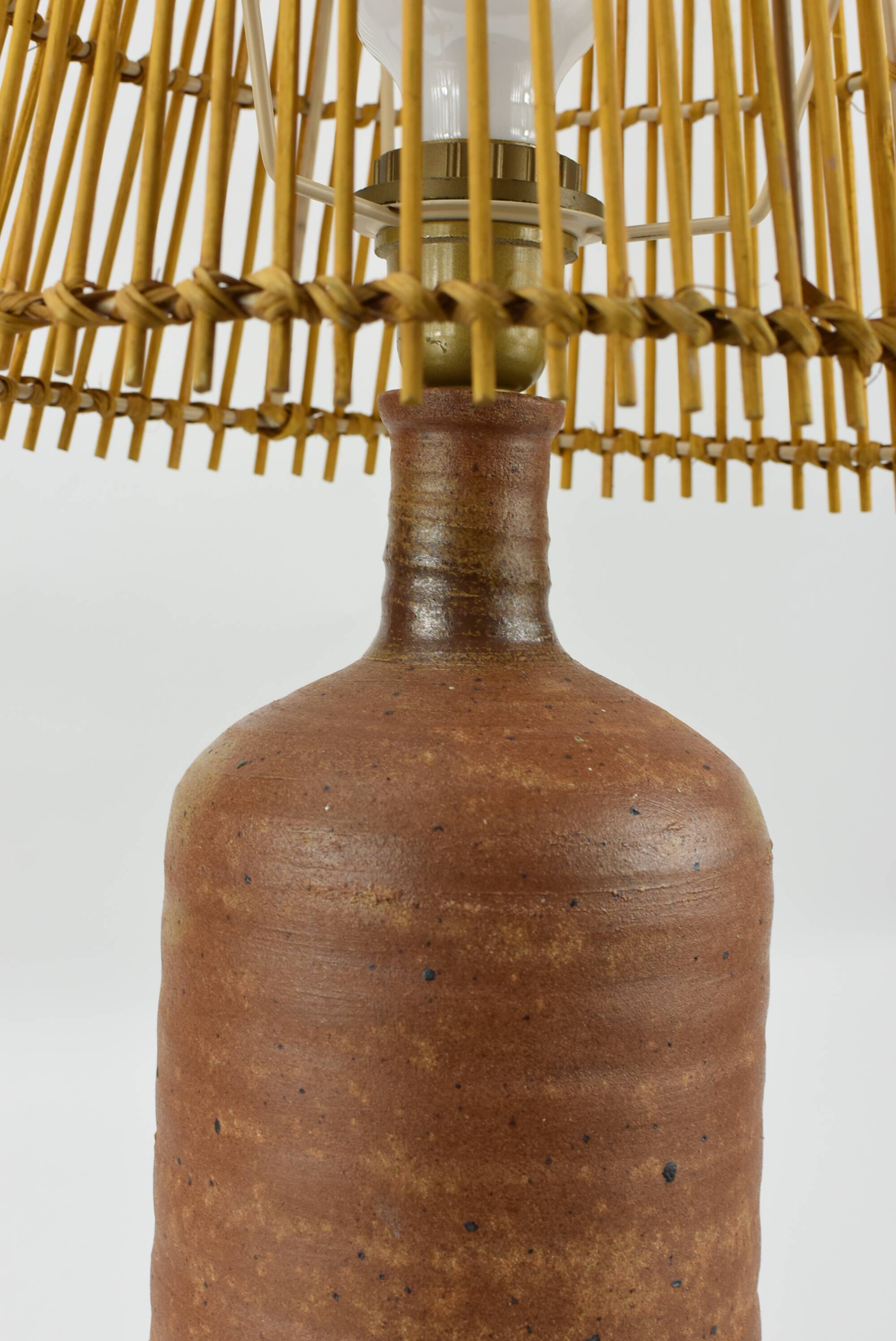 Brown stoneware lamp