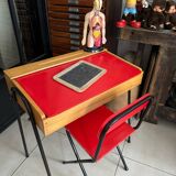 Vintage red children's desk and chair set
