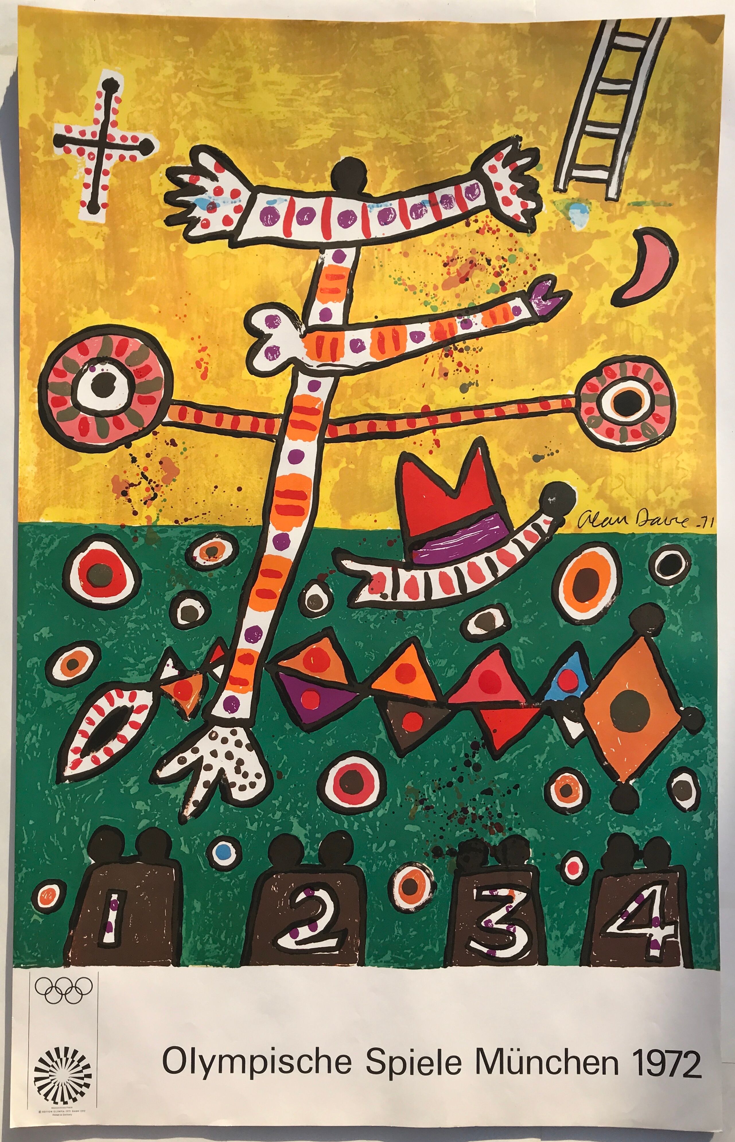 Davie allan (1920-2014) olympische spiele münchen, 1972. original poster