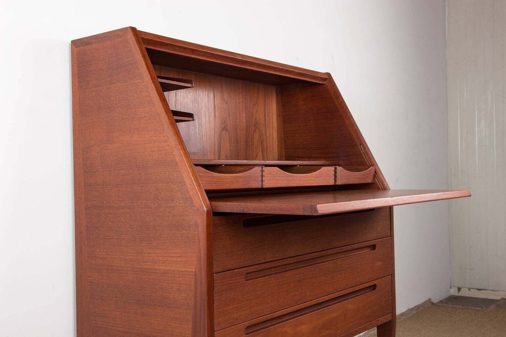 Danish Teak Secretary Desk by Kai Kristiansen for HJN Mobler 1960.