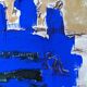 Mid-century modern "abstract in blue" swedish vintage abstract mixed media painting, framed