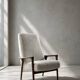 Vintage Mid-Century Scandinavian Modern White Boucle &Teak High Armchair