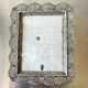 Vintage Metal frame silver plated Frame 16 cm x 13 cm CONVEX glass