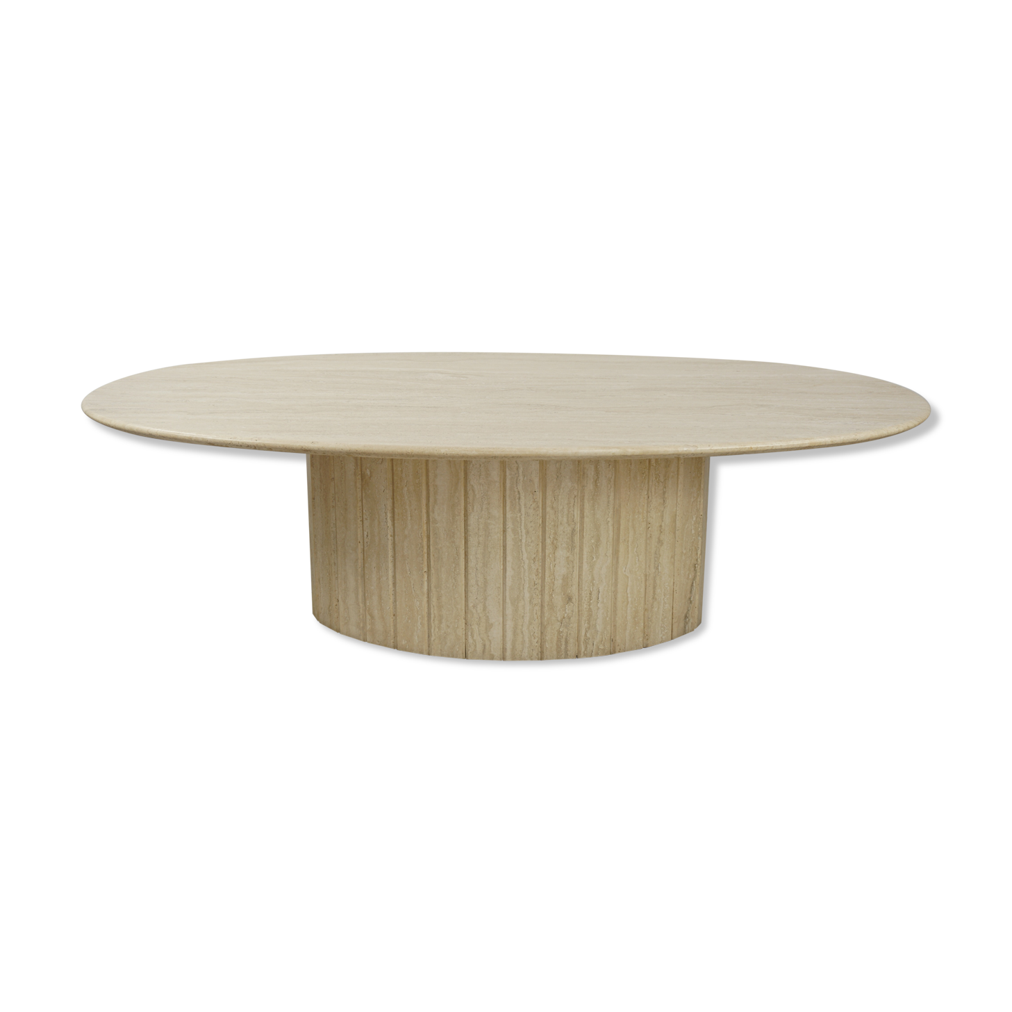 Oval coffee table in Italian design travertine from the 70s