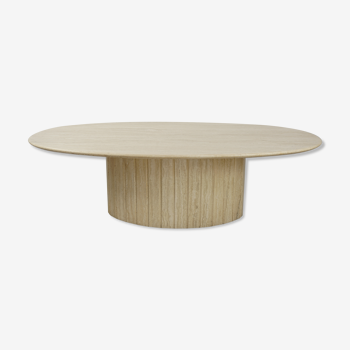 Oval coffee table in Italian design travertine from the 70s