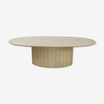 Table basse ovale en travertin design italien des années 70