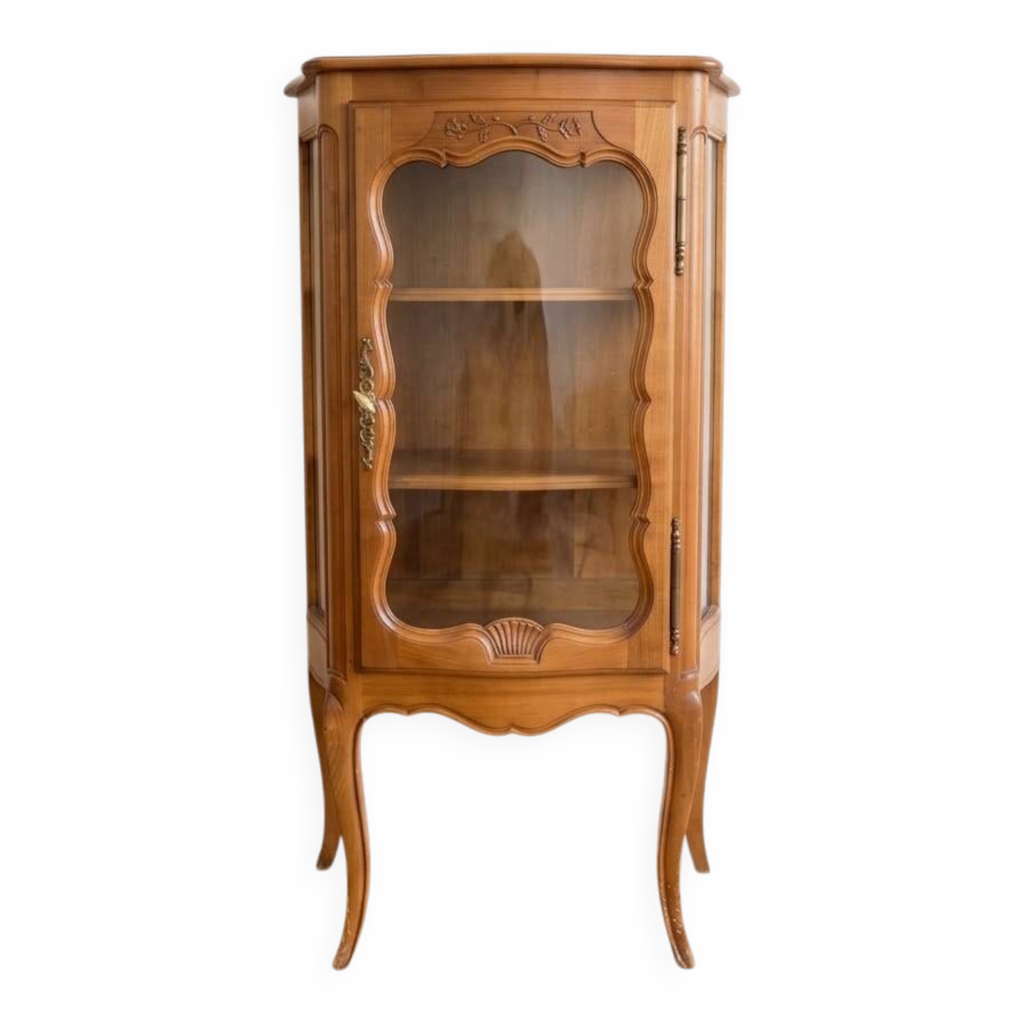 Small silver display cabinet in Louis XV style made of wood.