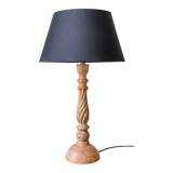 Vintage lamp carved wood and fabric