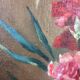 Suite of 2 old still lifes, painting on canvas, flowers