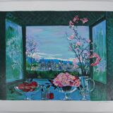 Michel Henry: Still life overlooking the city, original signed silkscreen print