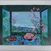Michel Henry : Nature morte surplombant la ville, sérigraphie originale signée