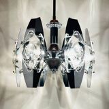 Chrome and glass lustre with lenses by Oscar Torlasco, Italy, 1960s.