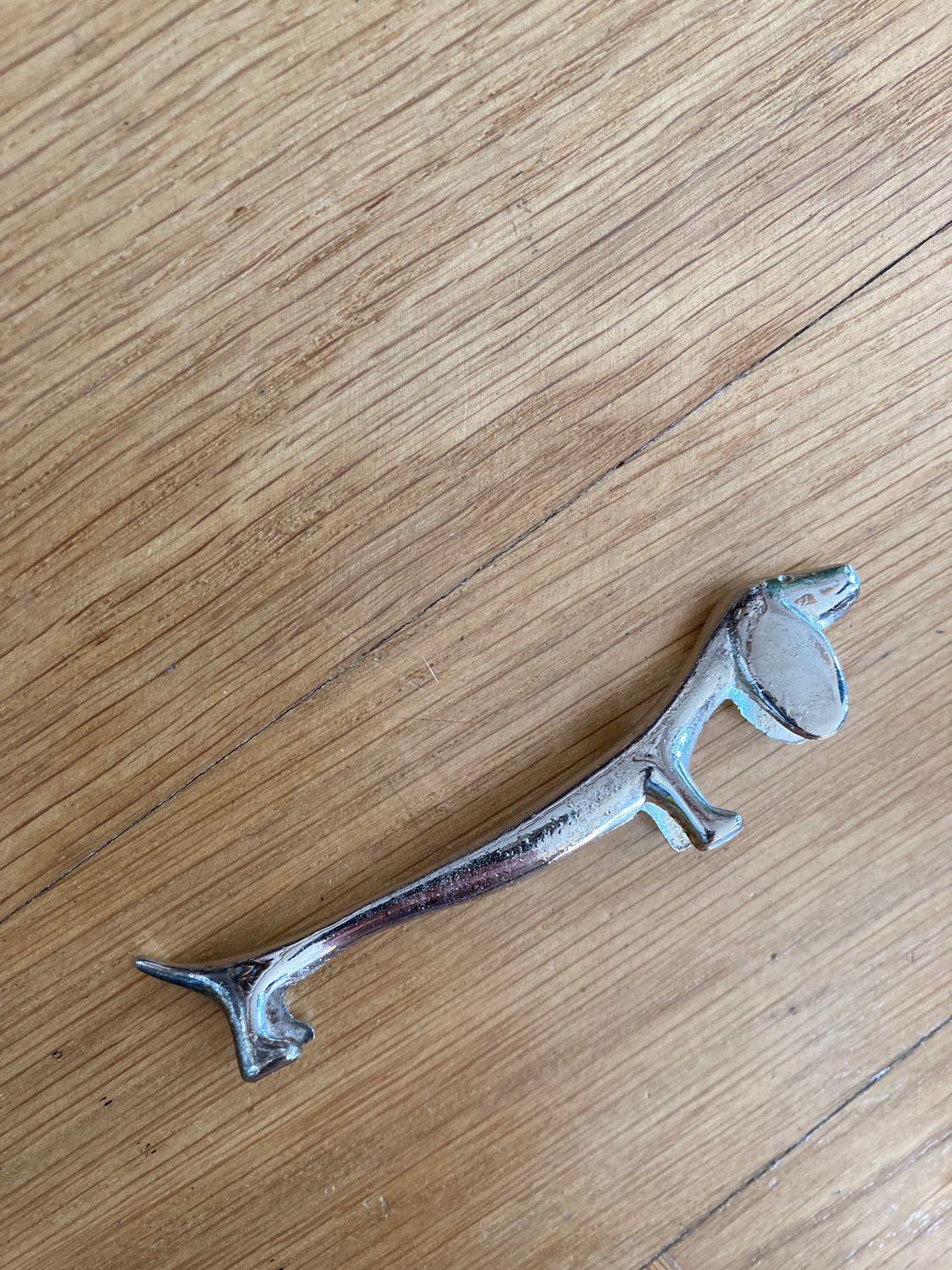 Knife doors dog basset / dachshund silver metal