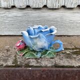 Ancien bougeoir barbotine forme de rose