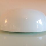 Half moon ceiling lamp in vintage white opaline 60s/70s