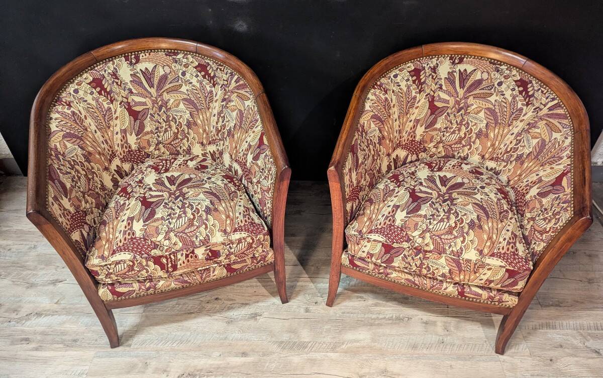 Pair of Art Deco gondola armchairs from the 1930s.