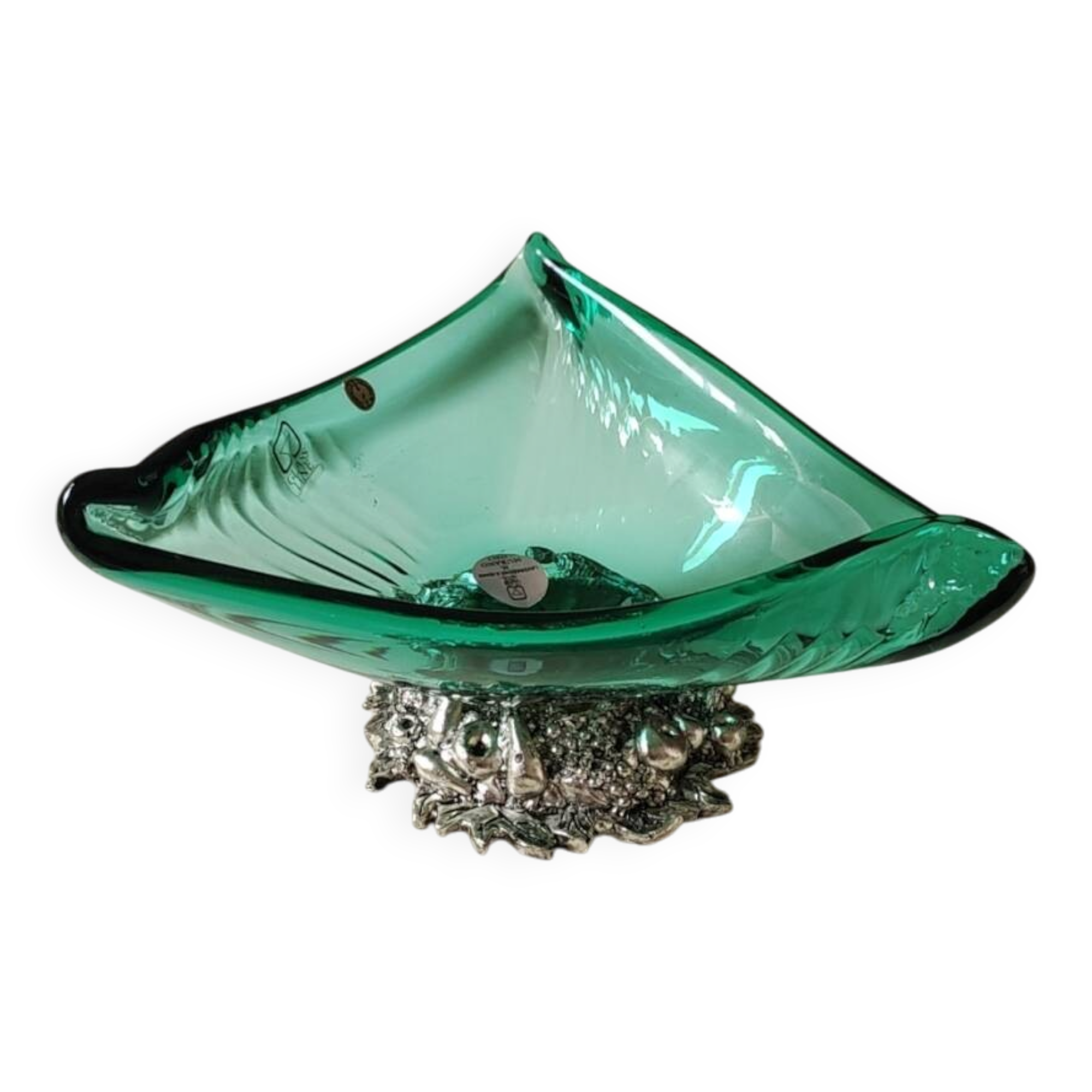 Murano/Glass Line Art Glass Sea Shell Trinket Dish. Diam 20