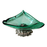 Murano/Glass Line Art Glass Sea Shell Trinket Dish. Diam 20
