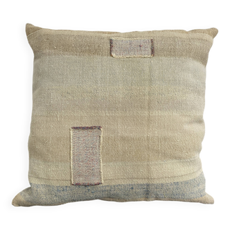 Handmade cushion in vintage fabric, Kilim style.