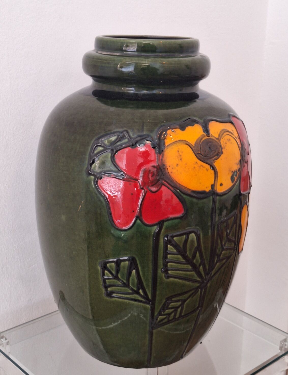 Brutalist large mid century ceramic floor vase, 1960s