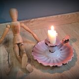 Candle holder enamelled pink cellar rat