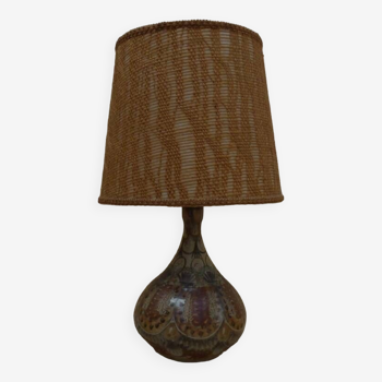 Courjault La Cerisaie ceramic lamp base, unique piece - 1960s and its vintage lampshade