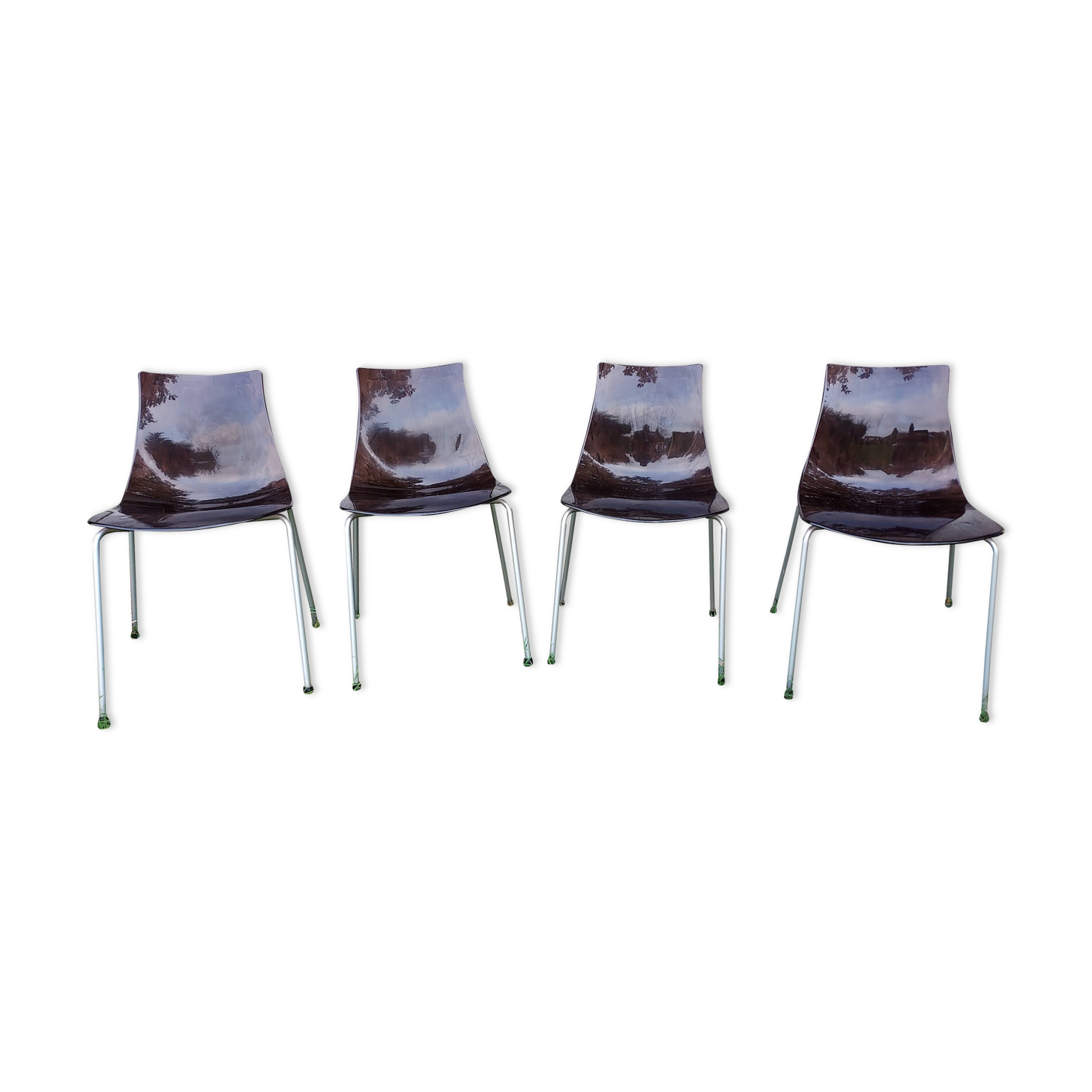 Set of 4 Calligaris ice chairs