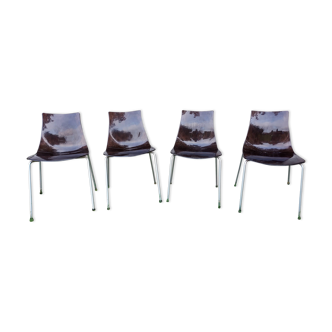 Set of 4 Calligaris ice chairs