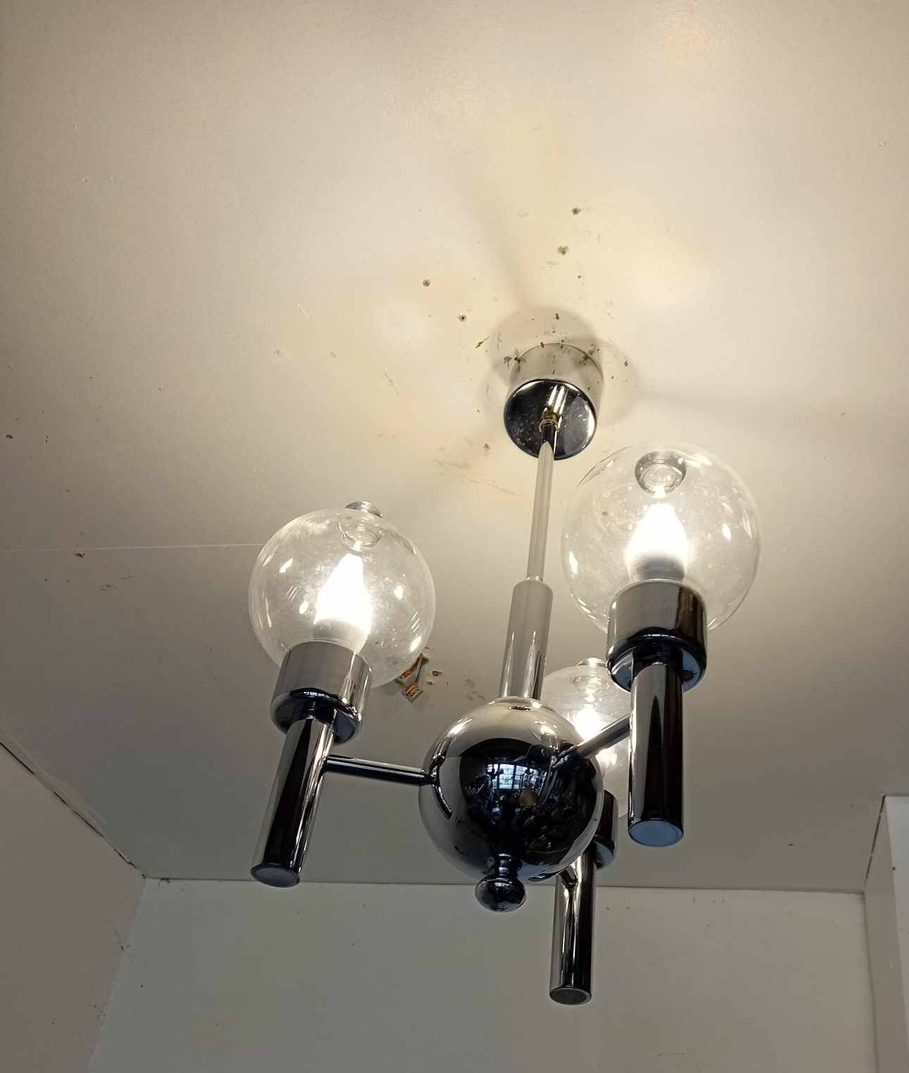 Chandelier with 3 branches space art 70's murano