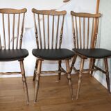 3 BAUMANN Tacoma chairs black faux leather dark beech