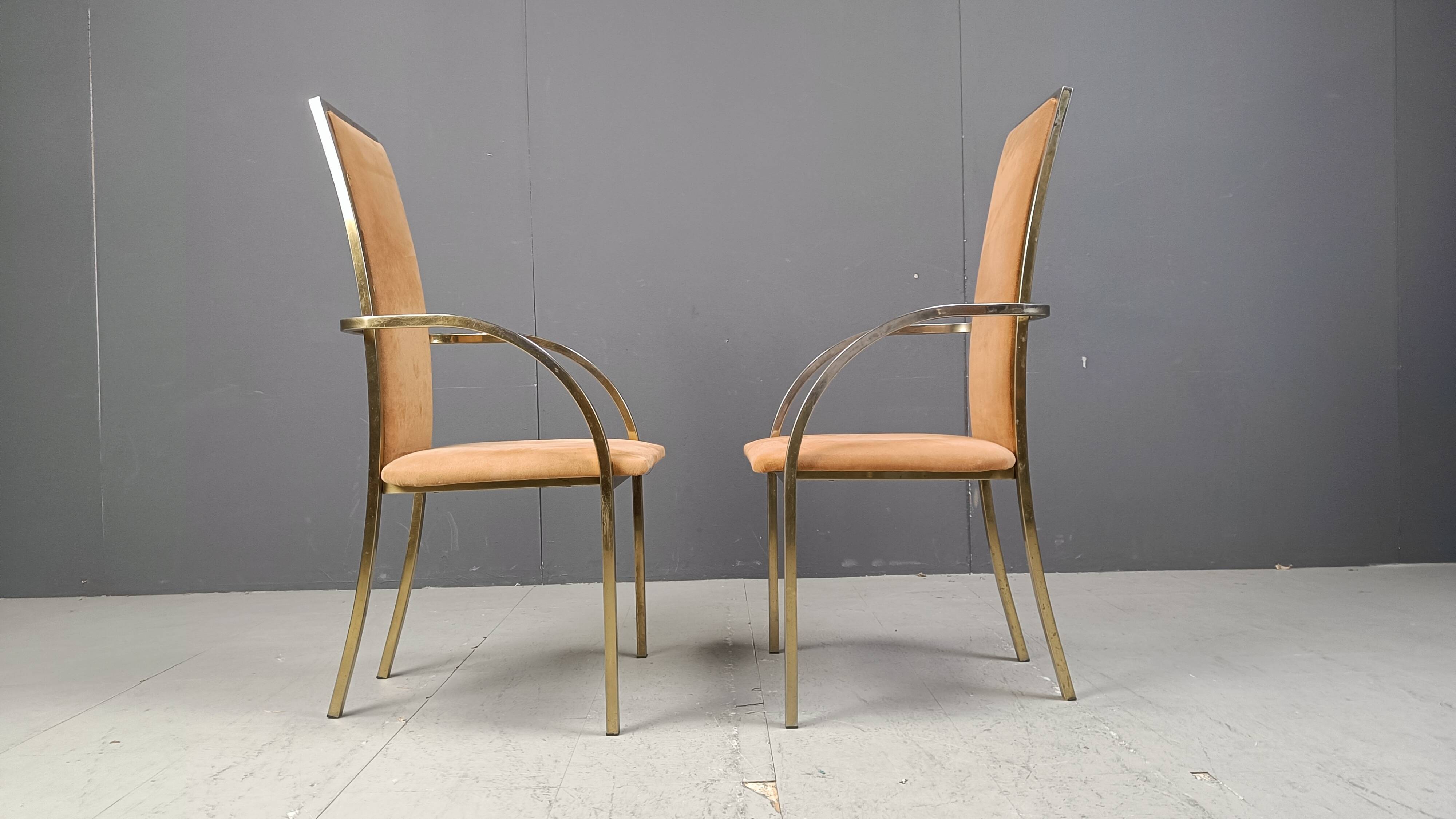 Brass dining chairs by Belgochrom, 1970s - set of 4