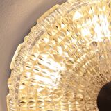 Orrefors crystal and brass ceiling lamp for Lyfa, 1970s