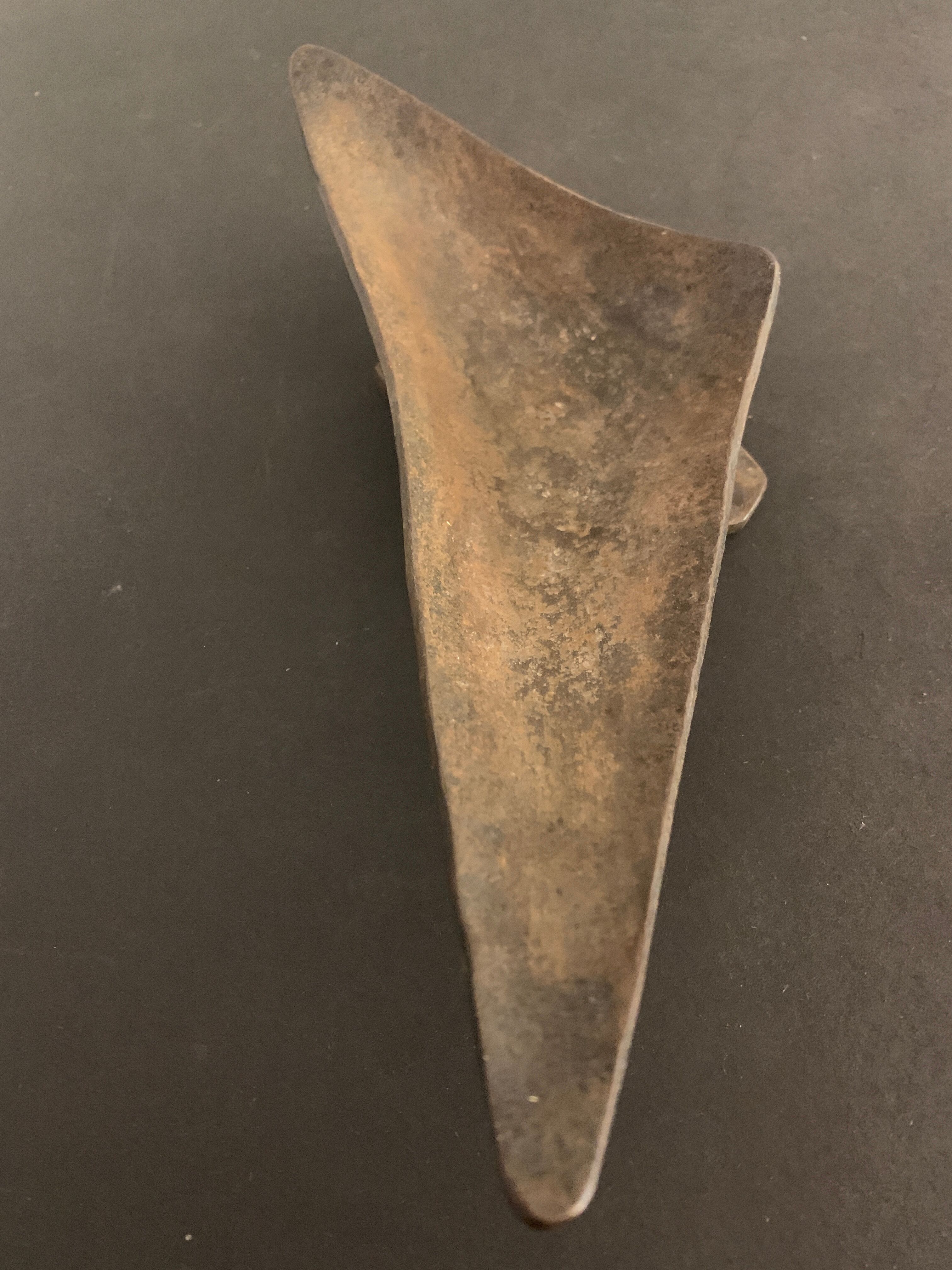 Brutalist metal ashtray or empty pocket signed R. Roux, 1950