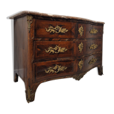 Commode de style Louis XV en marqueterie et marbre, Napoléon III, France XIXème s.