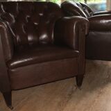 Vintage Dark Brown Leather Club Chair