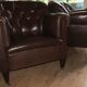 Fauteuil Club en cuir marron