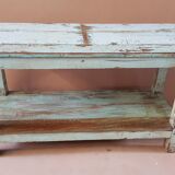 Burmese teak bench with original blue patina