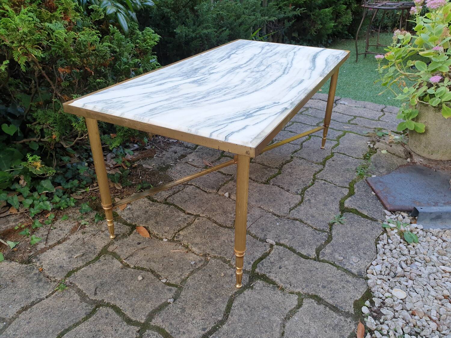 Marble and brass coffee table