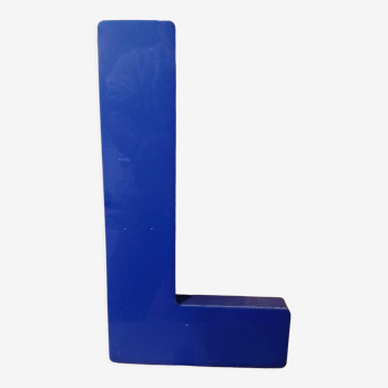 Letter L vintage sign in blue plexiglass