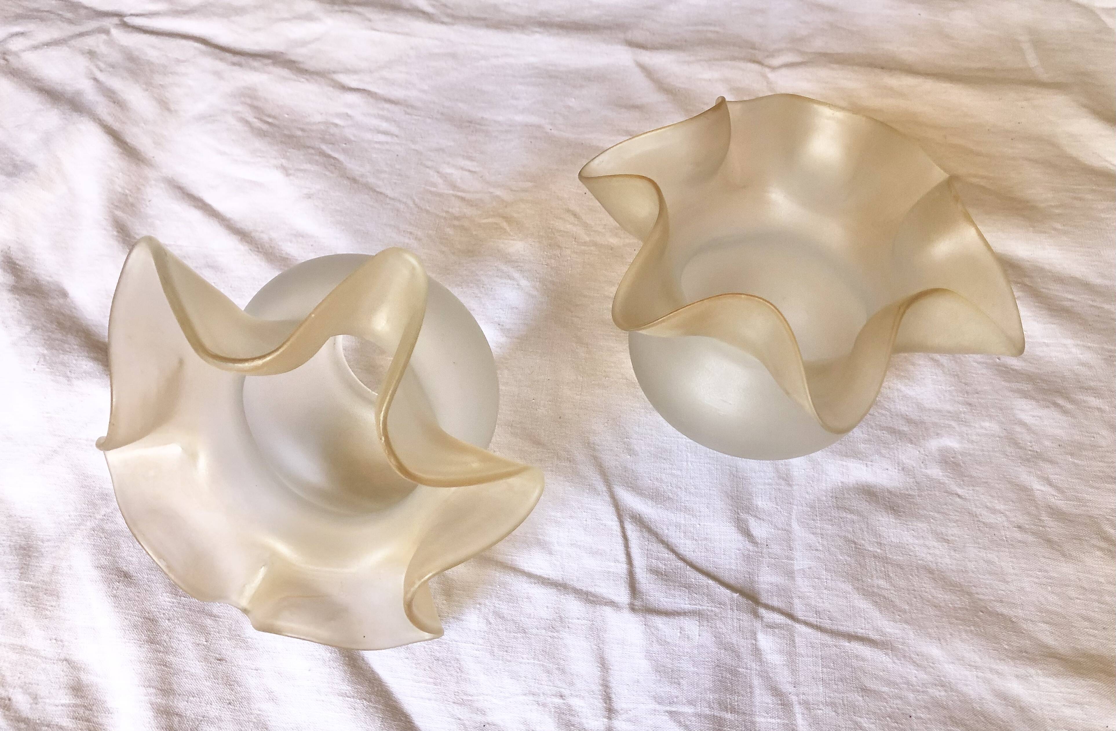 Set of 2 vintage polished glass lampshades
