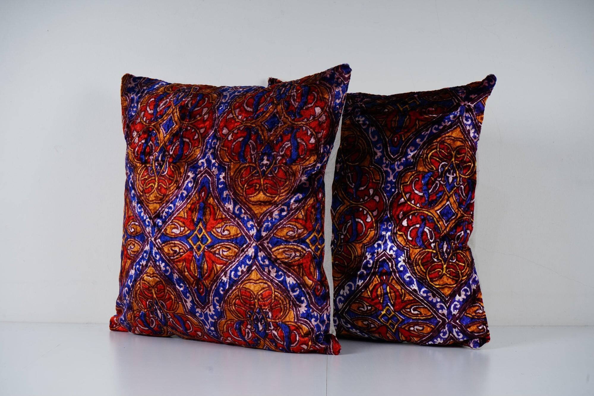 Set of 2 vintage velvet cushion covers 48x51 cm