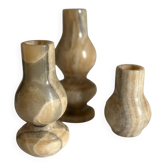 Onyx candlestick trio - circa 1970