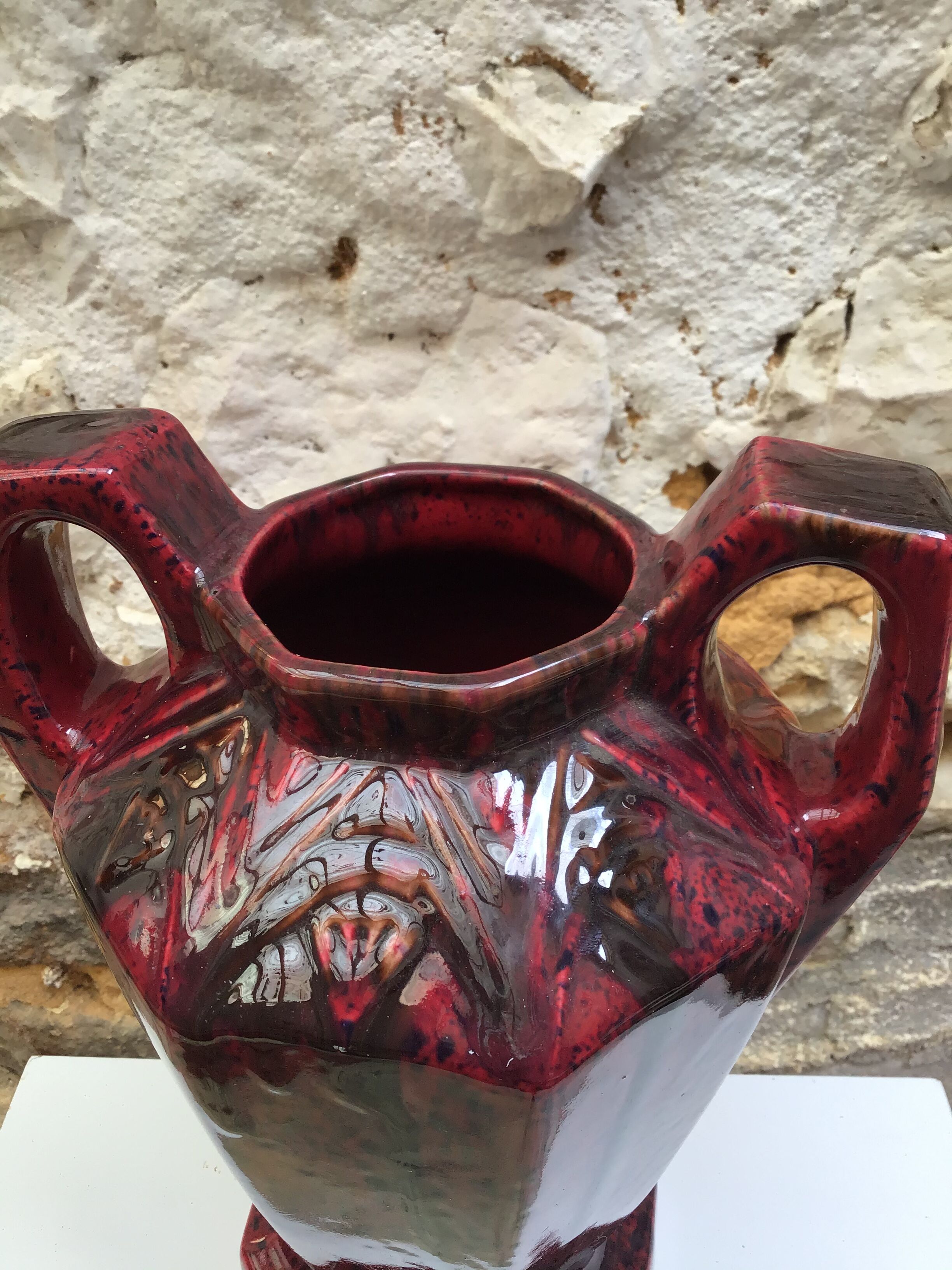 Vase barbotine Vierzon Louis Gueule