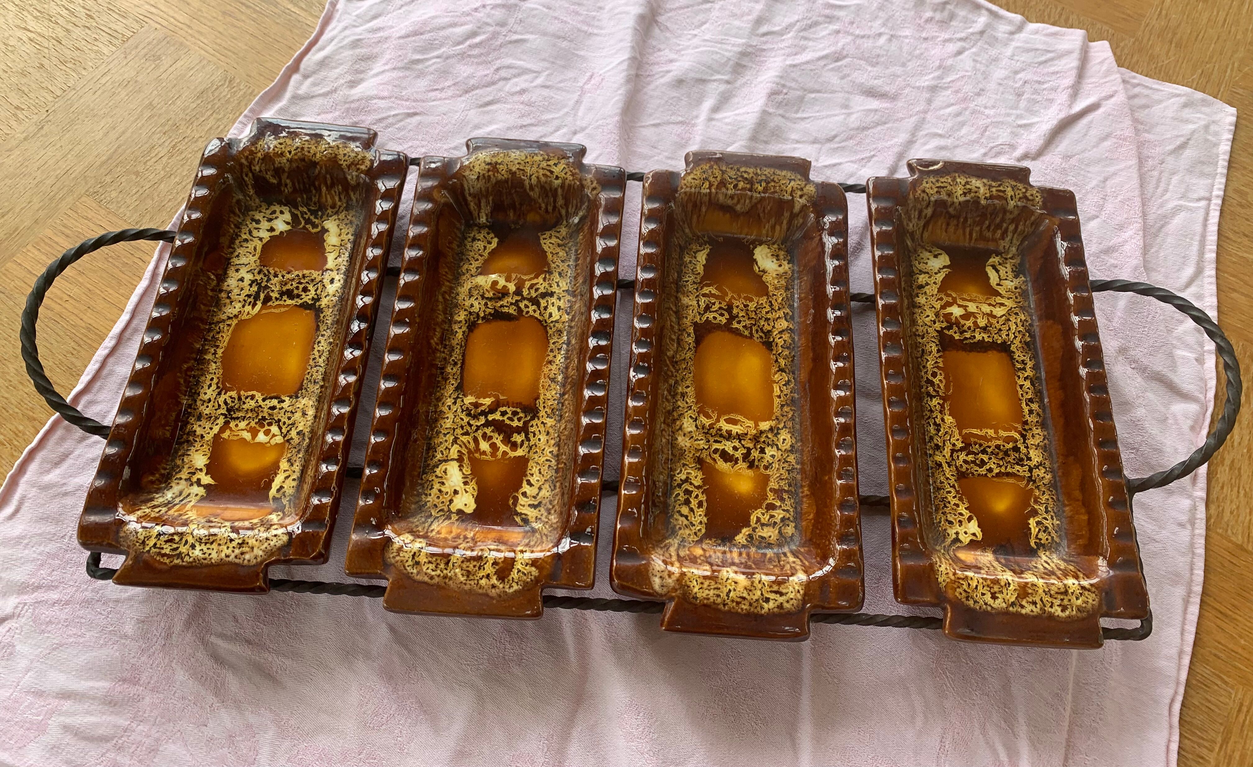 Aperitif servant in glazed ceramic signed by Marius Giuge artisan potter vallauris vintage