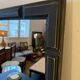 Patinated black rectangular wooden mirror