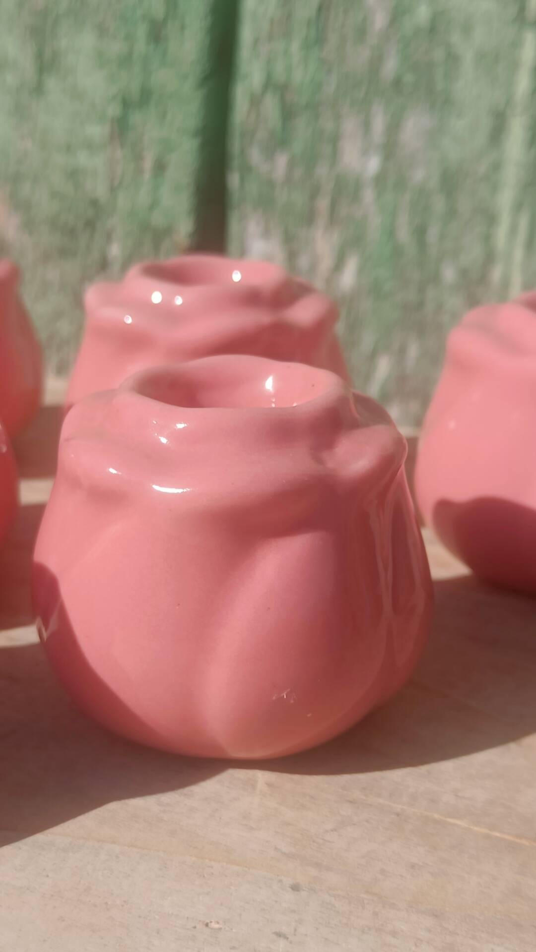Rose button candle holders set of 6
