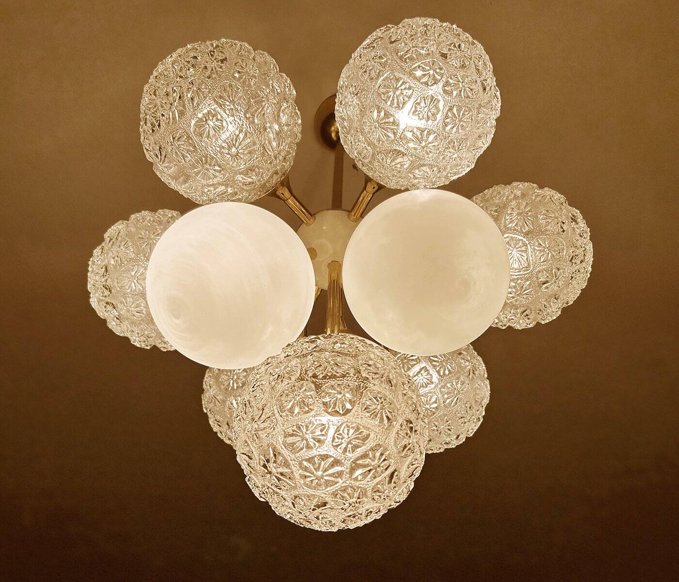Large  Vintage Glass Pendant Light, 1960s