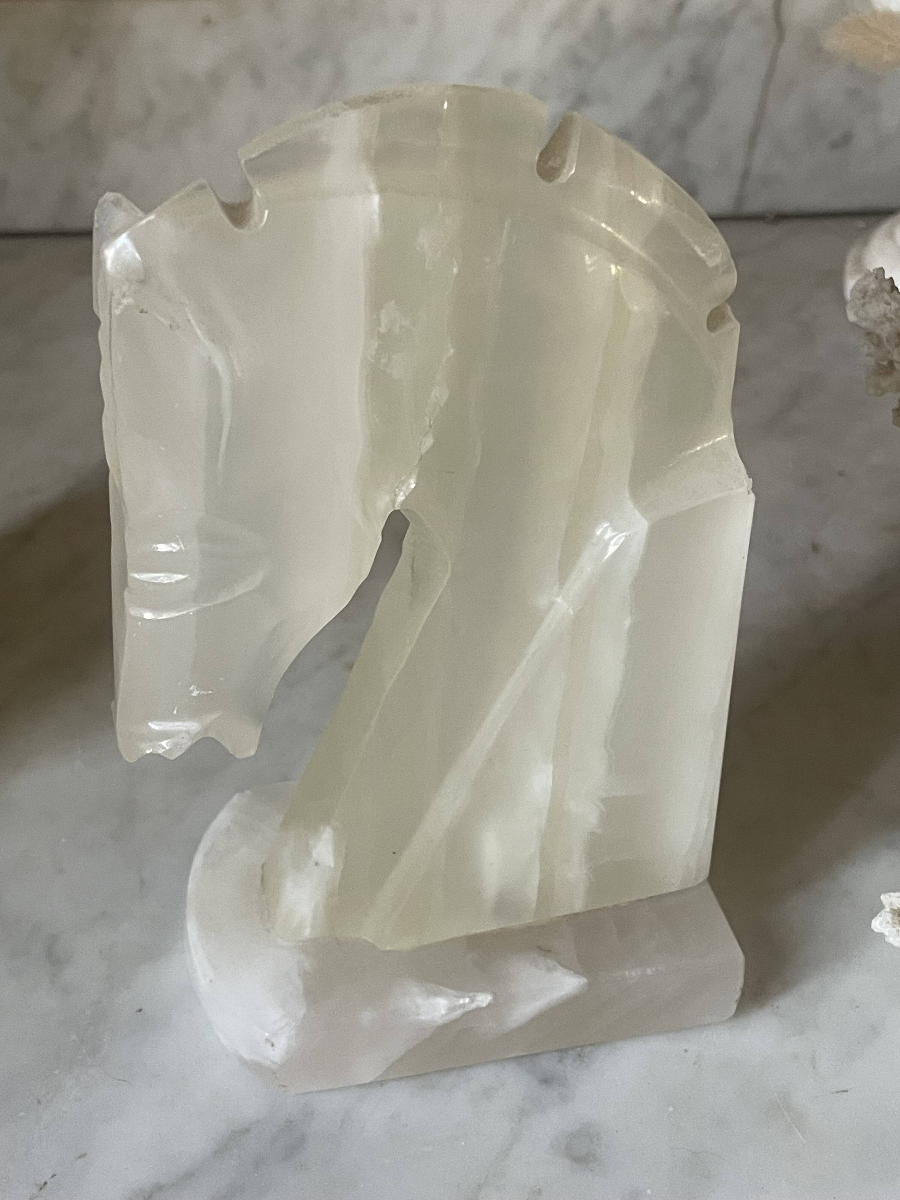 Pair of onyx horse head bookends