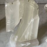 Pair of onyx horse head bookends