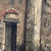 19th century painting, oil on canvas, interior decor of a lively village
